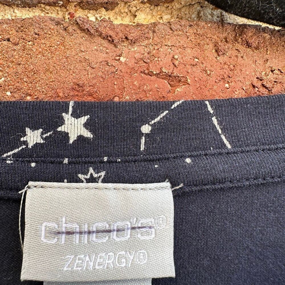 Chicos Zenergy star tunic top navy blue Long sleeve womens 2 sz 12 NEW - Picture 6 of 9